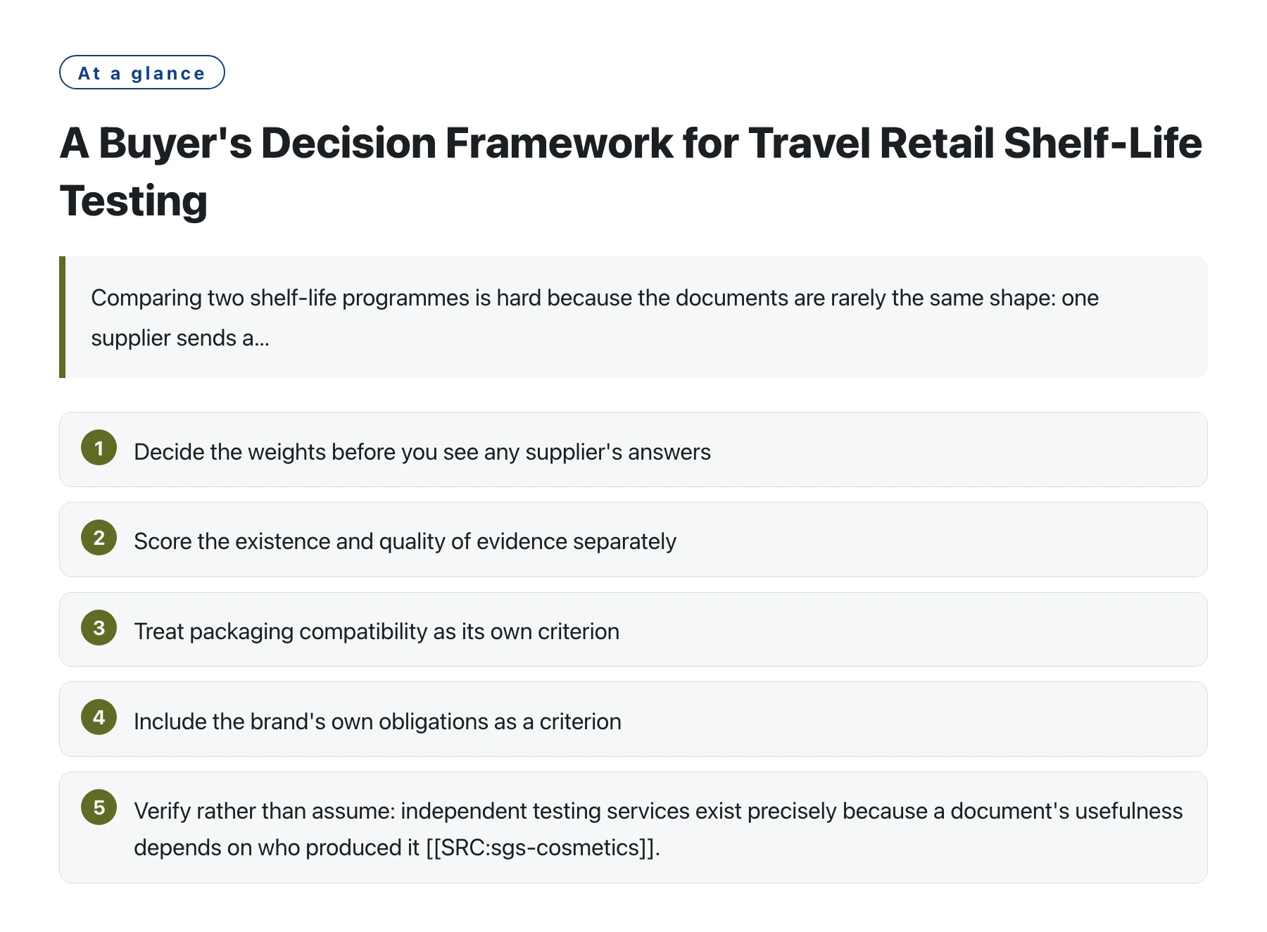 A Buyer's Decision Framework for Travel Retail Shelf-Life Testing——全文要点速览